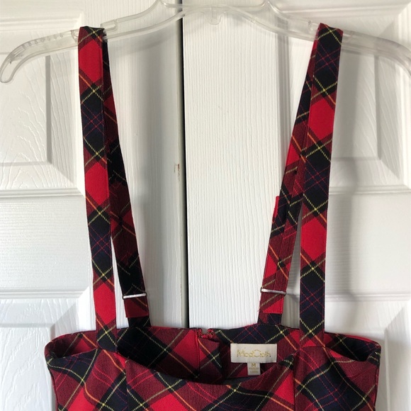 ModCloth tartan print suspender flared skirt Sz M EUC - Picture 3 of 8